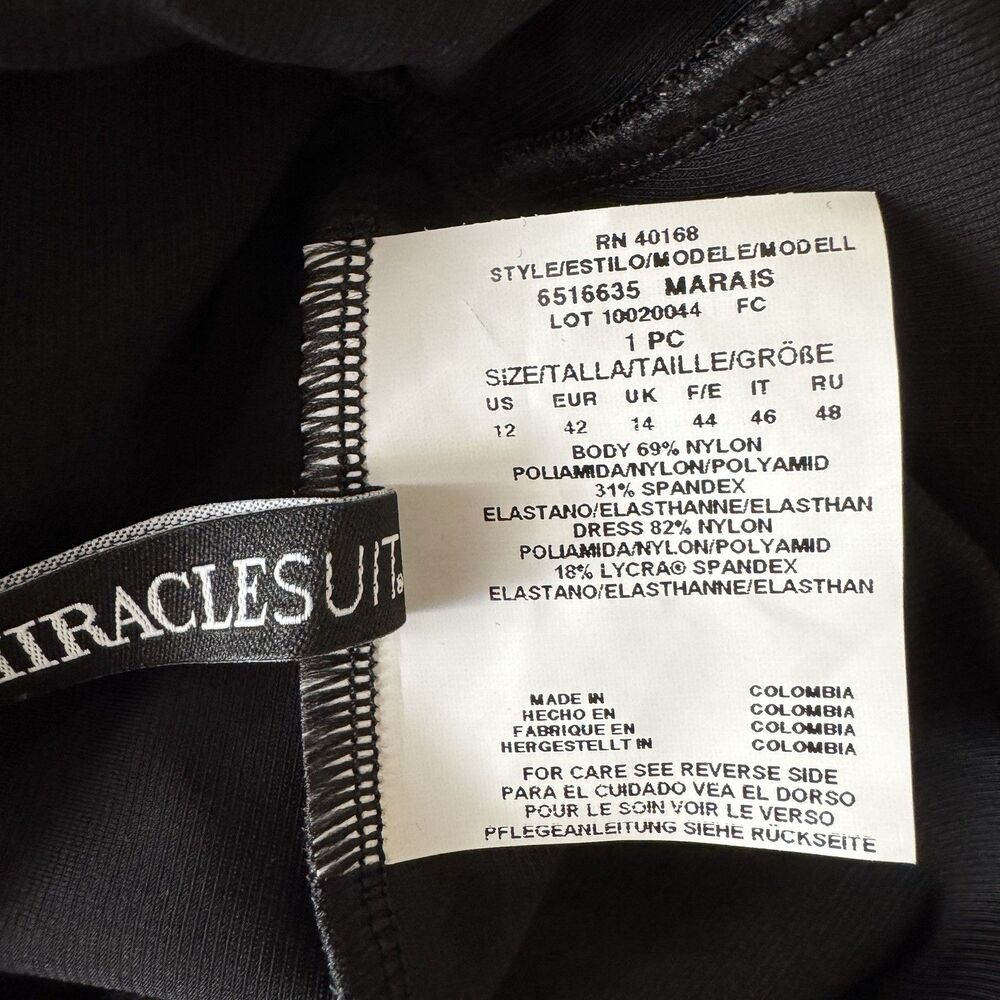 Miraclesuit Marais One Piece Swimdress Black Sz 12 - Picture 8 of 11